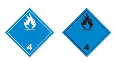 Etiquetas mercancías peligrosas clase 4.3. Sustancias que en contacto con el agua pueden inflamarse